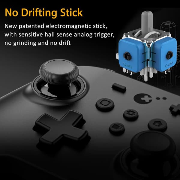 GuliKit KK3 Max, Kingkong 3 Max Controller för Switch, 4 Bakåtknappar, Hall Joysticks & Triggers, svart svart
