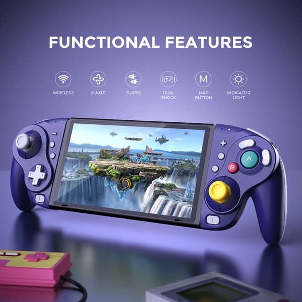 NYXI Wizard Gamecube Switch Trådlös Kontroll lila lila