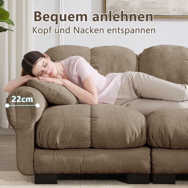 HOMAIRE 2-sits Chenille-soffa med L-form, modulär, elegant design, brun Brun 190 x 149 x 90 cm