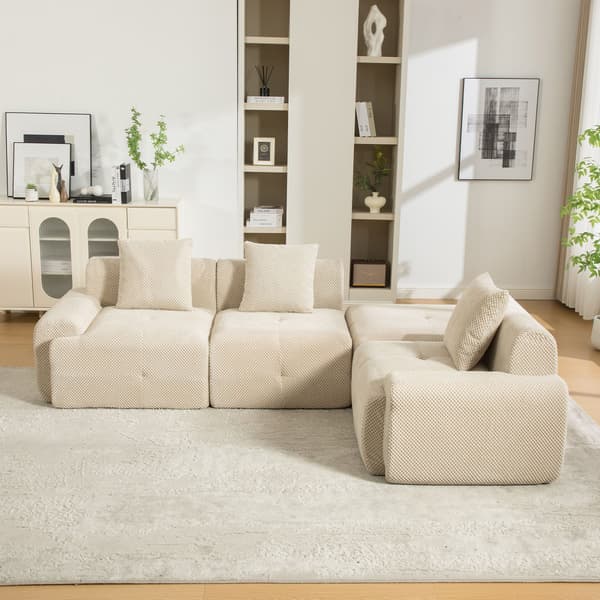 HOMAIRE modulsoffa i chenille med 30D högelastiskt skum, ljus khaki Light Khaki