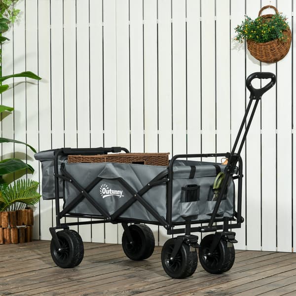 HOMAIRE hopfällbar bollerwagen med kylväska, stålram, max 100 kg, mörkgrå, 113x57x77-100 cm Mörkgrå