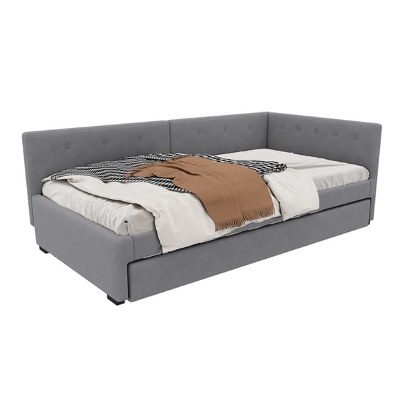 HOMAIRE utdragbar dagbädd med sammet och MDF-ram, grå Grå 210 x 97 x 71 cm