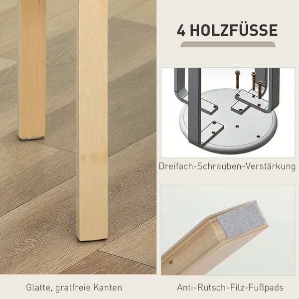 HOMAIRE 4-pack stapelbara sittpallar med stoppad sits, grå, träben, 40x40x45 cm Grå