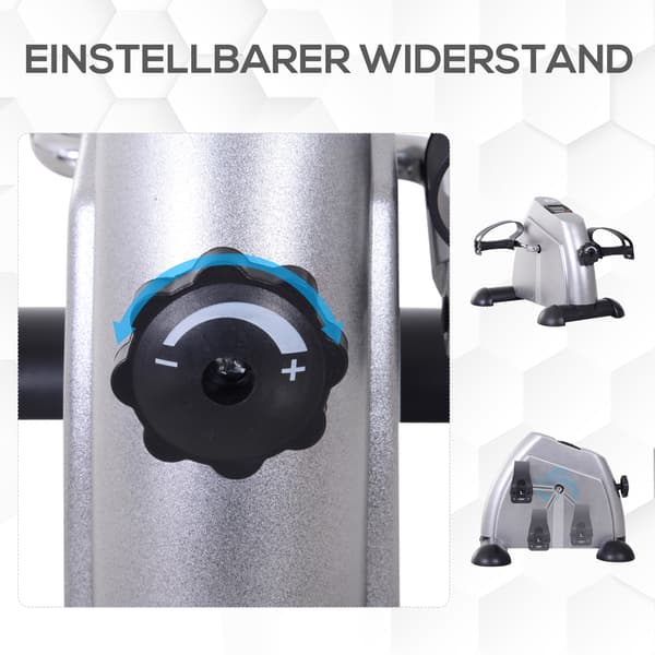 HOMAIRE Mini träningscykel för armar och ben med LCD-display och justerbart motstånd, silver Silver