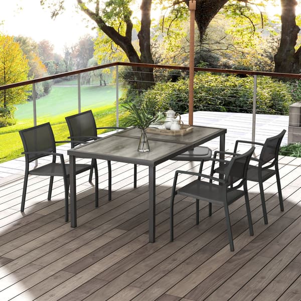 HOMAIRE Trädgårdsmöbelset med 1 bord och 4 stapelbara stolar, grå, 150x87x72 cm Grå