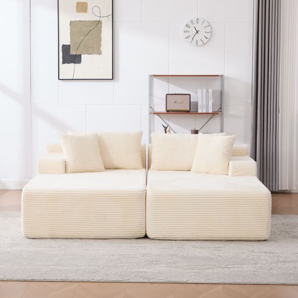 HOMAIRE modulär kompressionssoffa i chenille, beige med 30D högelastiskt skum Beige