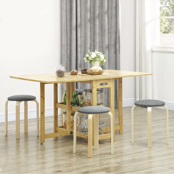 HOMAIRE 4-pack stapelbara sittpallar med stoppad sits, grå, träben, 40x40x45 cm Grå