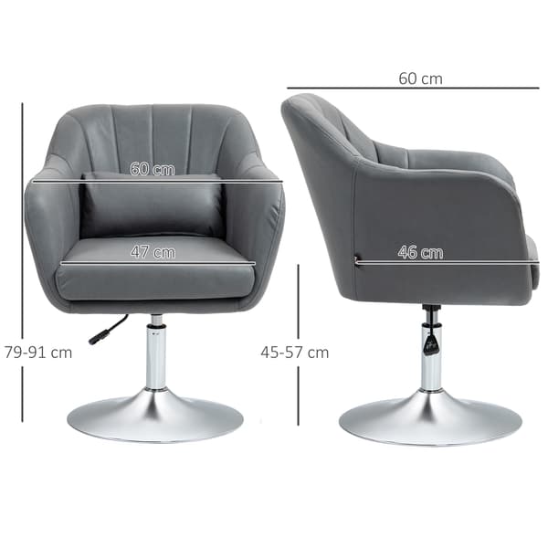 HOMAIRE höj- och sänkbar kontorsstol i polyester och metall, mörkgrå, 60x60x79-91 cm Mörkgrå