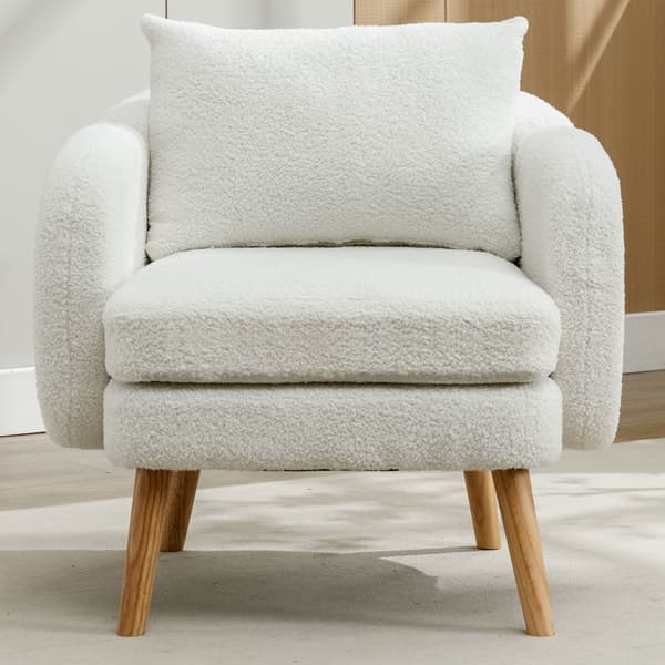 HOMAIRE Teddy-samtsfåtölj med extra tjock kudde, vit Vit 71 x 72 x 71 cm