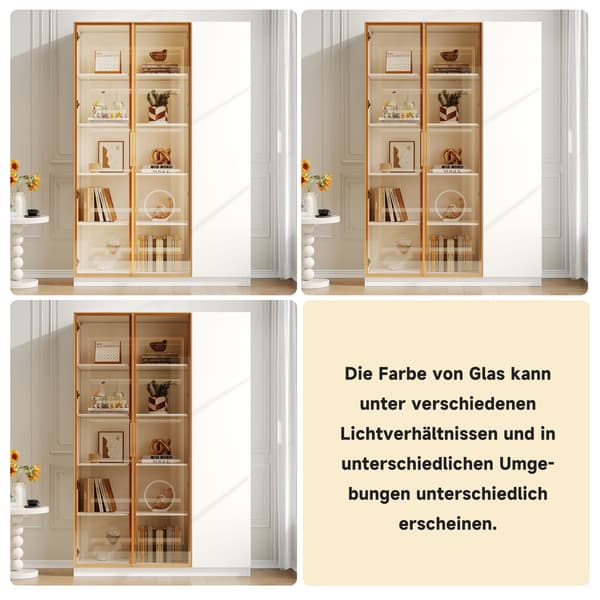 HOMAIRE Glasvitrine 165 cm med LED-belysning och säkerhetsglas, vit Vit
