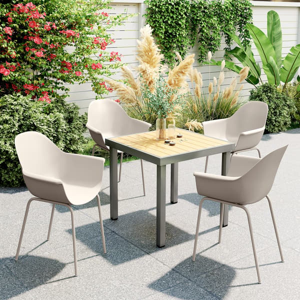 HOMAIRE 4-pack trädgårdsstolar i grått, modern design, 59x55x84 cm, stål och plast Grå