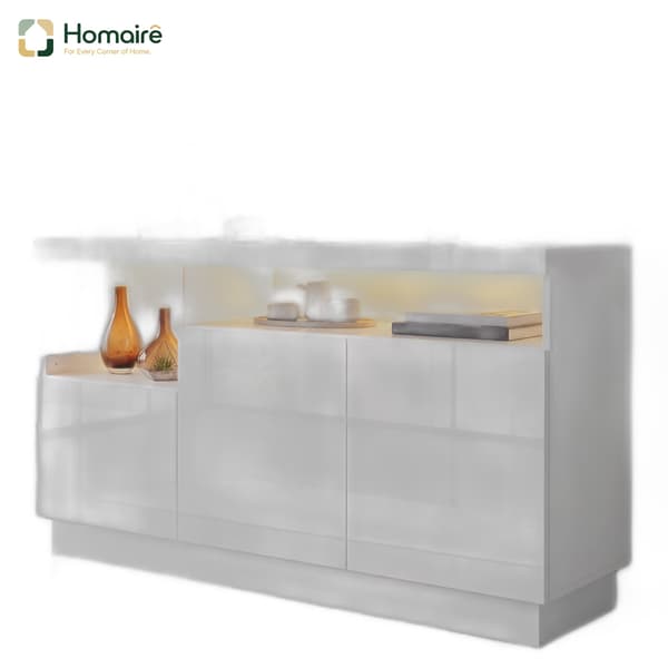 HOMAIRE Sideboard med LED-belysning och appstyrning, vit högblank Vit 140 x 36 x 80 cm