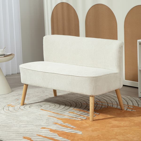 HOMAIRE 2-sits soffa med mjuk stoppning och lättskött gräddvit klädsel, 117x56,5x77 cm Gräddvit