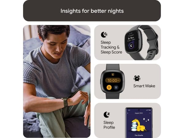 FITBIT Sense 2 Smartklocka (Bluetooth - 6 dagars batteritid - Svart)