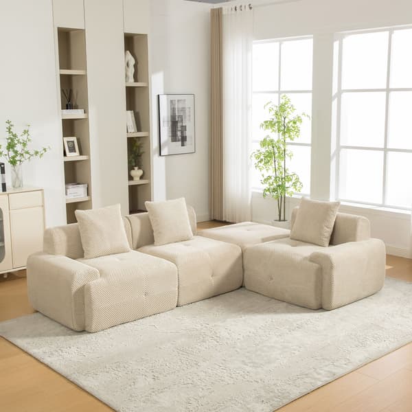 HOMAIRE modulsoffa i chenille med 30D högelastiskt skum, ljus khaki Light Khaki