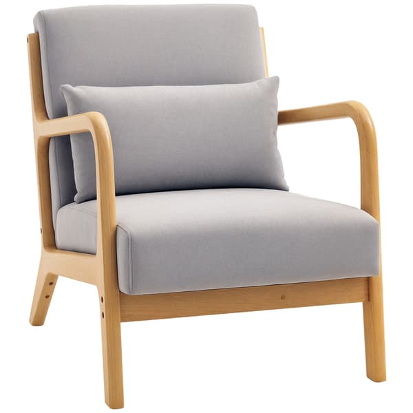 HOMAIRE Elegant Loungestol med Träram och Grå Samtpolstring, 78x61x76 cm Grå