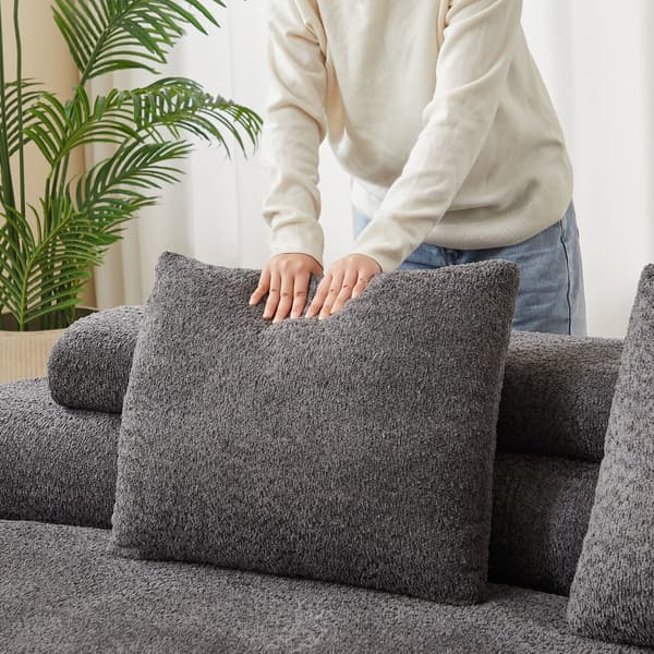 HOMAIRE Modulsoffa i halvmåneformigt Chenille-Design, 3-delad, anthrazitgrå Grå