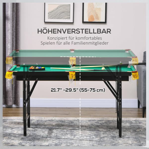 HOMAIRE hopfällbart och höj- och sänkbart biljardbord med tillbehör, grön Grön