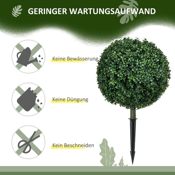HOMAIRE Konstgjorda Buxbom 2-pack, realistisk, väderbeständig, lättskött, 70 cm Grön