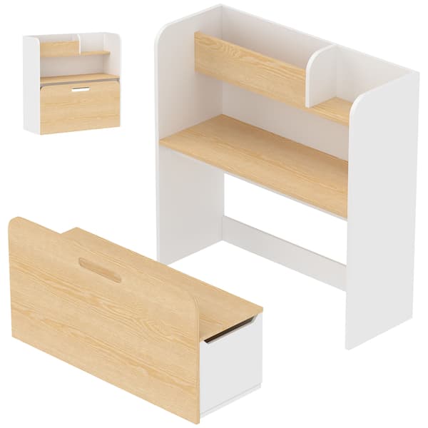HOMAIRE 5-i-1 Barnbord och Stolar Set Vit MDF för 3-8 år Vit 80 x 29 x 80 cm