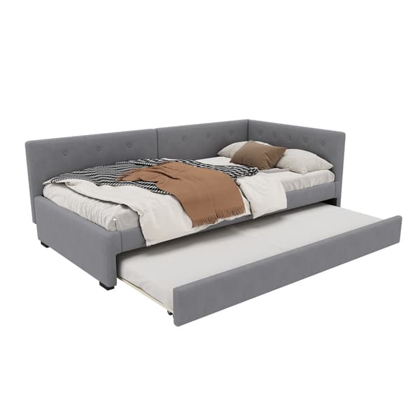 HOMAIRE utdragbar dagbädd med sammet och MDF-ram, grå Grå 210 x 97 x 71 cm