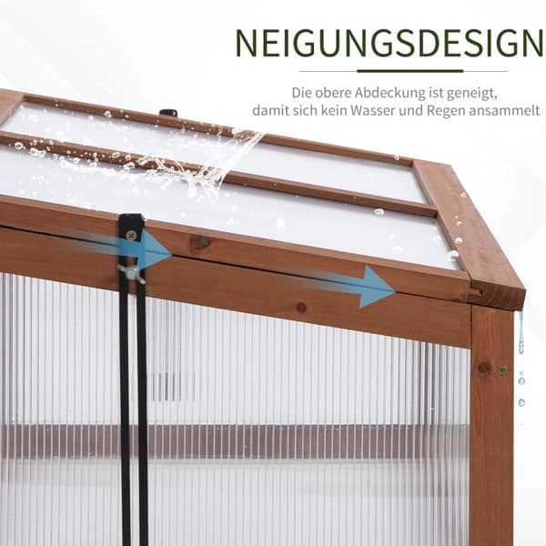 Mini trädhus med PC-panel Lutad design Bra ventilation 100x65x40cm Brun 100 x 65 x 40 cm