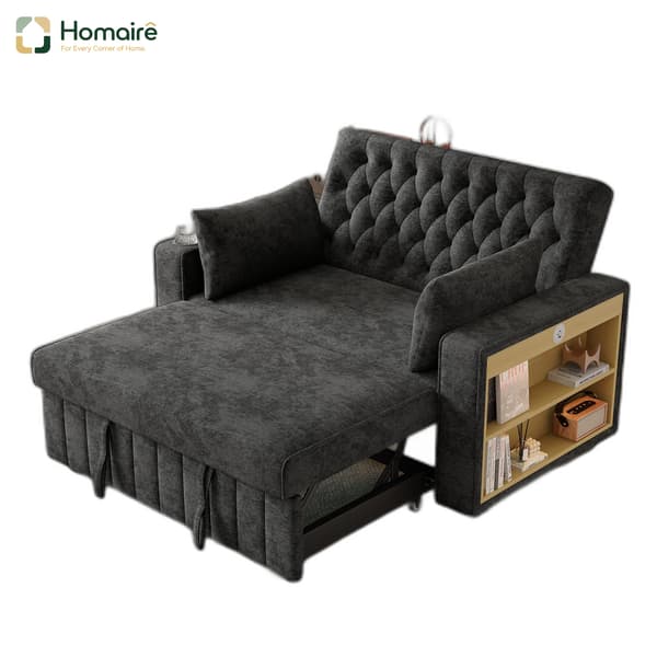 HOMAIRE multifunktionell bäddsoffa med förvaring, USB och dryckeshållare, grå Grå 140 x 137 x 84 cm
