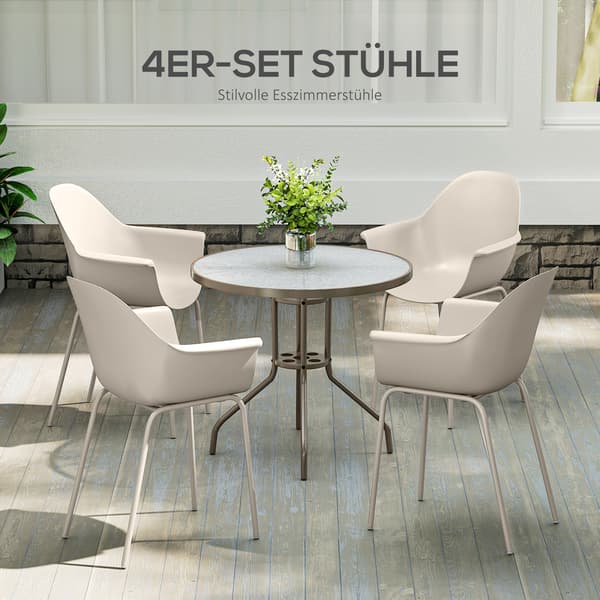 HOMAIRE 4-pack trädgårdsstolar i grått, modern design, 59x55x84 cm, stål och plast Grå