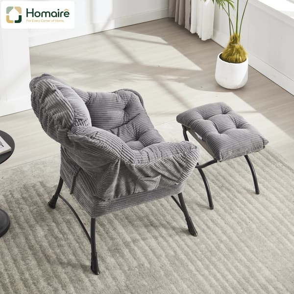 HOMAIRE Modern vilstol med fotpall och sidoficka, grå Grå 77.05 x 66 x 19 cm