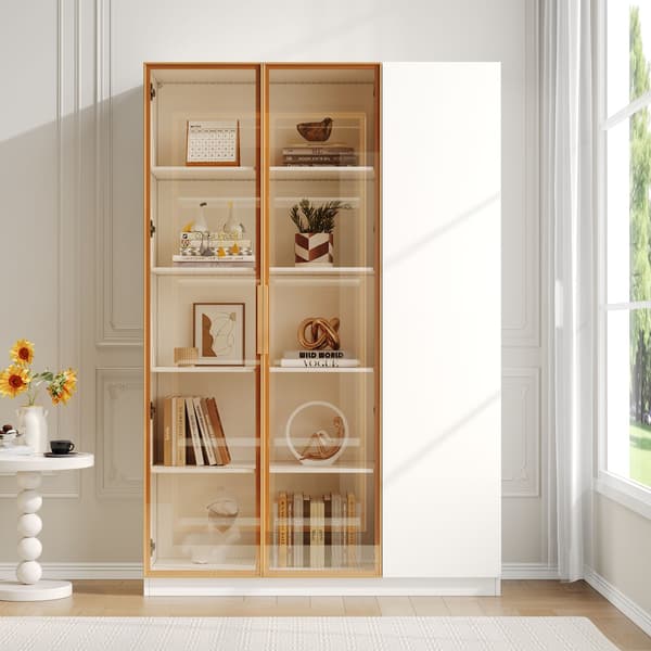 HOMAIRE Glasvitrine 165 cm med LED-belysning och säkerhetsglas, vit Vit