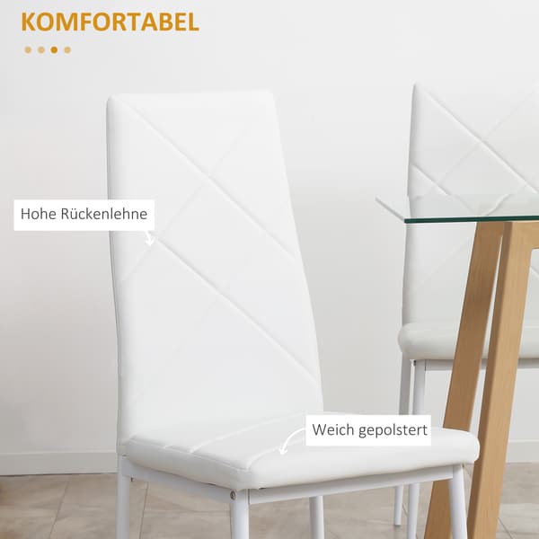 HOMAIRE 4-pack matstolar i vitt konstläder med stålram, 41x50x97 cm Vit