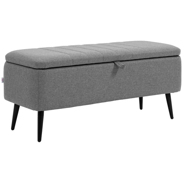 HOMAIRE sittbänk med förvaring 102x40x44 cm, grå polyester och stålben Grå