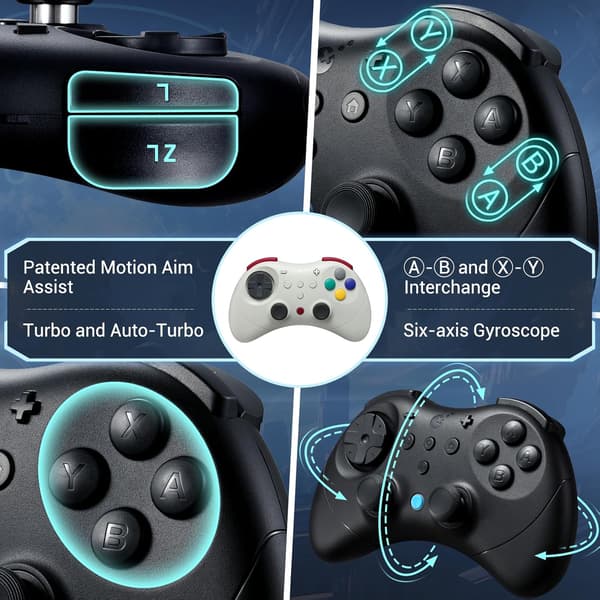 GuliKit Elves 2 Pro trådlös spelkontroll för Switch/Switch 2, Windows, iOS och Android - Hall Effect Joysticks, Svart svart