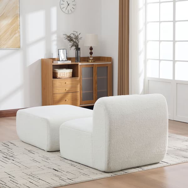 HOMAIRE modulsoffa i chenille med högelastiskt skum, elfenbensvit Ivory 79 x 177 x 71 cm