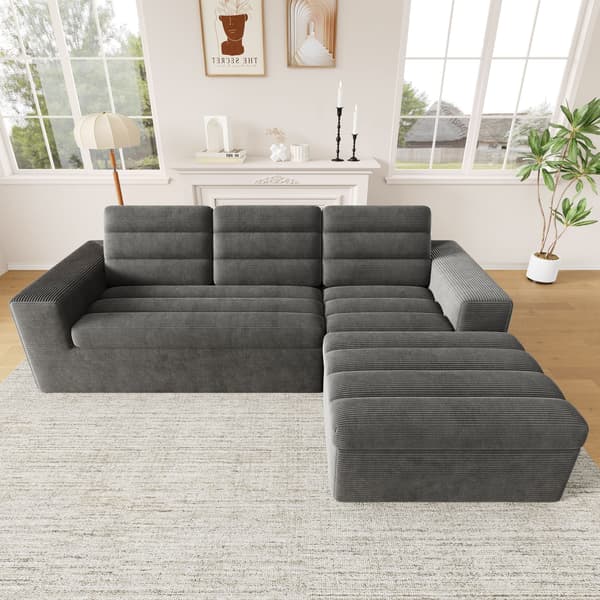 HOMAIRE modulärt L-format hörnsoffa i mörkgrå Manchester, ramfri design Mörkgrå 253 x 161 x 89 cm