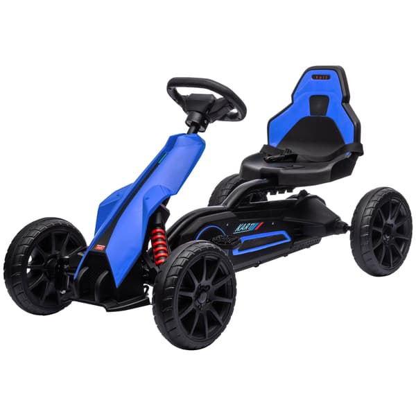 HOMAIRE Go Kart med fram- och backväxel, justerbar sits för barn 3-8 år, blå Blå
