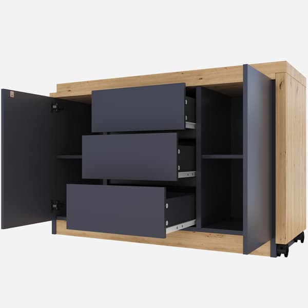 HOMAIRE multifunktionellt skrivbord med låsbara hjul, grå/ek, vikbart och hörnformat Grå, Ek 120 x 50 x 76.5 cm