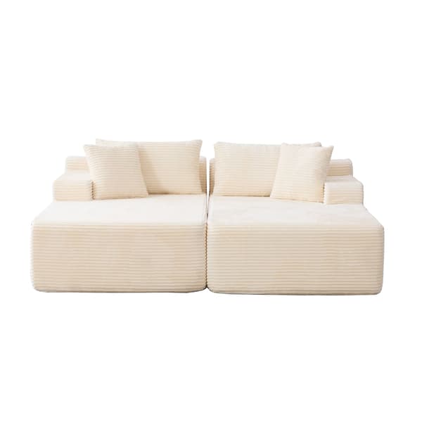 HOMAIRE modulär kompressionssoffa i chenille, beige med 30D högelastiskt skum Beige