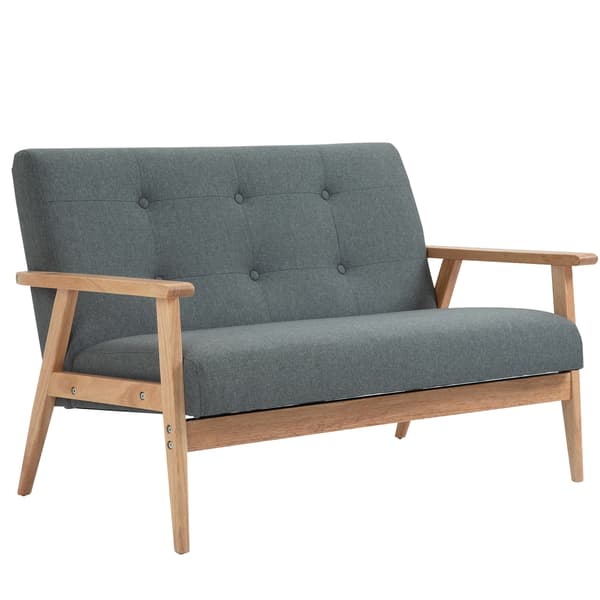 HOMAIRE 2-sits soffa 115 cm mörkgrå linne med armstöd och träben Mörkgrå