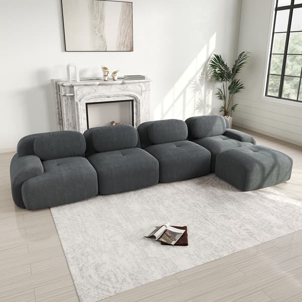HOMAIRE 4-sits hörnsoffa med 32D högelastisk stoppning, grå Grå 388 x 178 x 75 cm