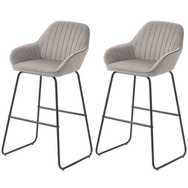 HOMAIRE 2-pack barstolar med grå tygklädsel och skumstoppning, metallben Grå