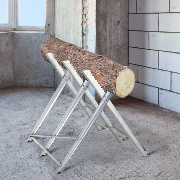 HOMAIRE hopfällbart sågstödbock i silver metall 83x83x79 cm, stabil och bärbar Silver