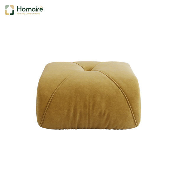HOMAIRE Elowin Ottoman Chenille Gul Gul 78 x 76 x 45 cm