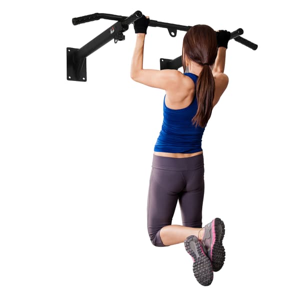 HOMAIRE Multifunktionell Pull Up-stång för vägg- eller takmontering, svart stål, max 150 kg belastning Svart