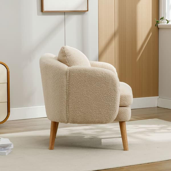 HOMAIRE Teddy-samtsfåtölj med extra tjock kudde, beige Beige 71 x 72 x 71 cm