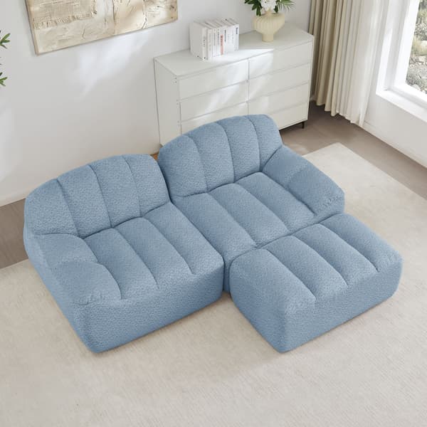 HOMAIRE 2-sits modulsoffa i L-form med ottoman, blå Blå 210 x 165 x 79 cm