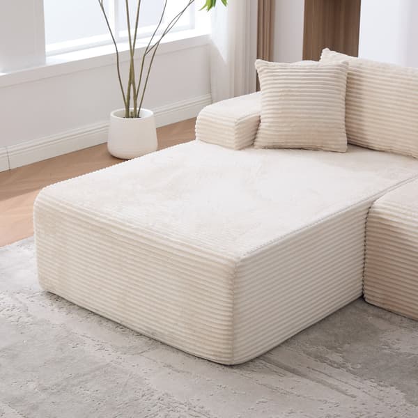 HOMAIRE modulsoffa i chenille med 30D högelastiskt skum, elfenbensvit Ivory