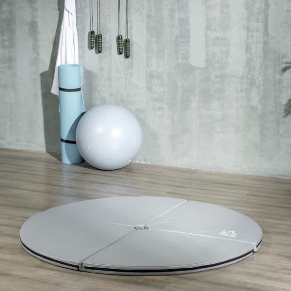 HOMAIRE Pole Dance-matta 5 cm tjock rund plastmatta, ljusgrå, 150 cm i diameter Ljusgrå