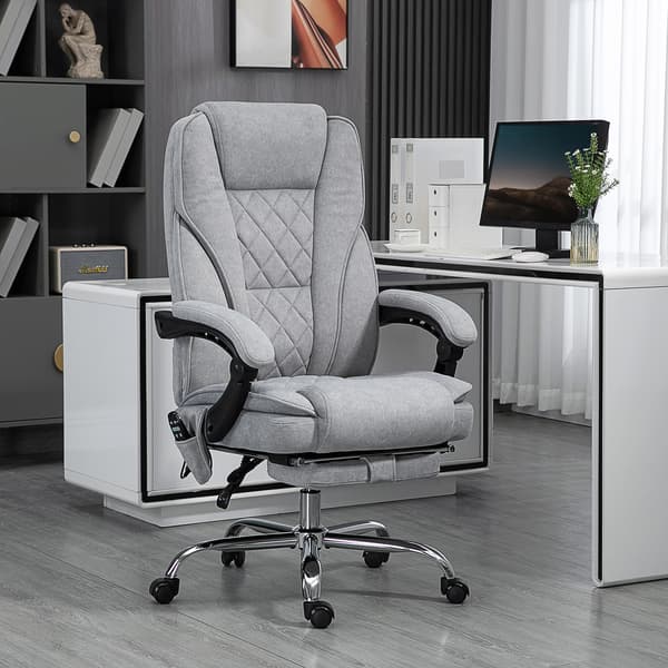 HOMAIRE ergonomisk kontorsstol med massagefunktion, fotstöd, roterbar, grå Grå