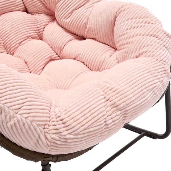 HOMAIRE Utomhus Rattanstol med Stålram och Rosa Sittdyna Rosa
